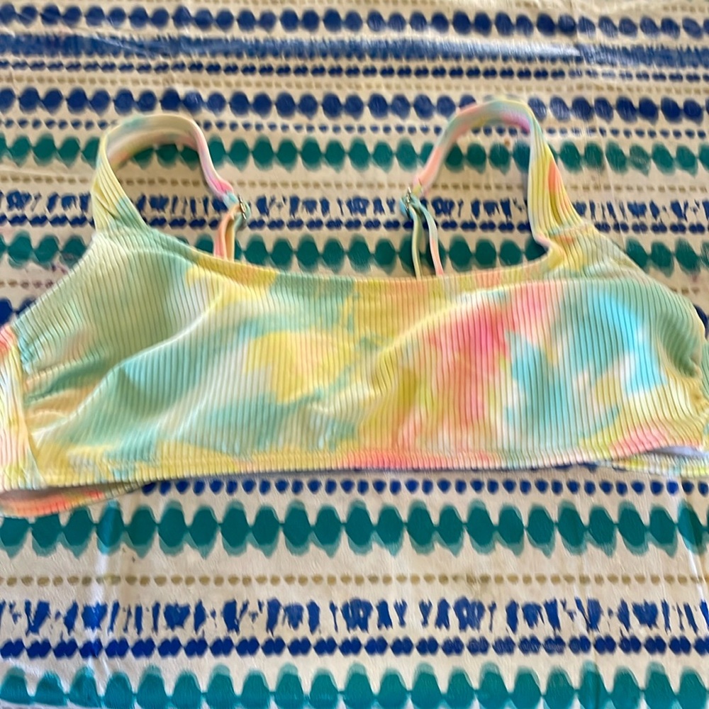Multicolored tie-dye bikini top